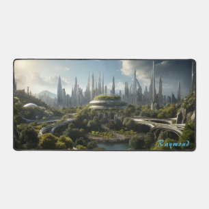 未来都市パーソナライズされたランドスケープデスクマット デスクマット