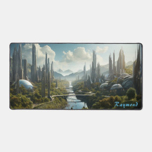 未来都市パーソナライズされたランドスケープデスクマット デスクマット