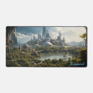 未来都市パーソナライズされたランドスケープデスクマット デスクマット