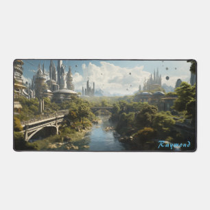 未来都市パーソナライズされたランドスケープデスクマット デスクマット