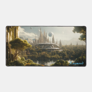 未来都市パーソナライズされたランドスケープデスクマット デスクマット