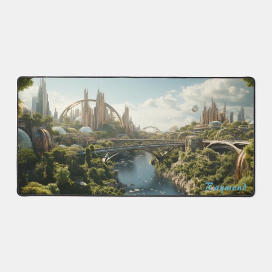 未来都市パーソナライズされたランドスケープデスクマット デスクマット (正面)