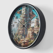 未来都市SFアート 壁時計 (傾斜)