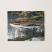 未来飛んでいるの都市の車。 ジグソーパズル (横)