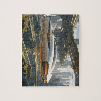 未来飛んでいるの都市の車。 ジグソーパズル