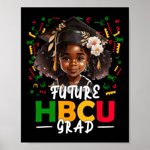 未来Hbcuグラードアフロブラックガールキッズ卒業C ポスター