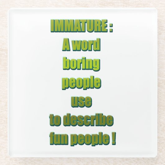 未熟でおもしろいな文字 ガラスコースター (正面)