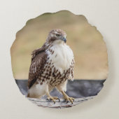 未熟な赤によって後につかれるタカのポートレート ラウンドクッション (裏面)