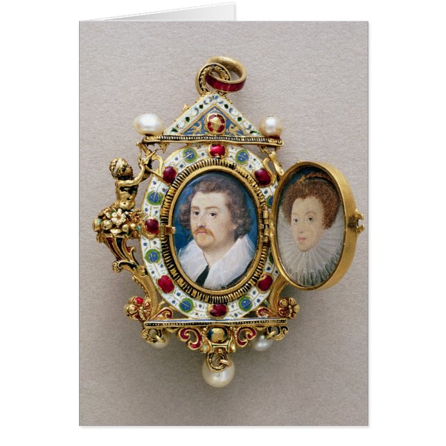 未知の人および女性、c.1590のポートレート (正面)