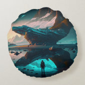 未知の惑星の両面 ラウンドクッション (裏面)