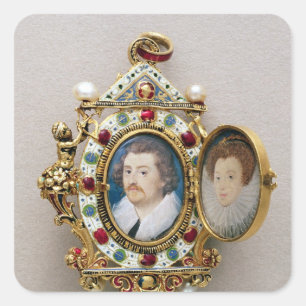 未知の男女のポートレート, c.1590 スクエアシール
