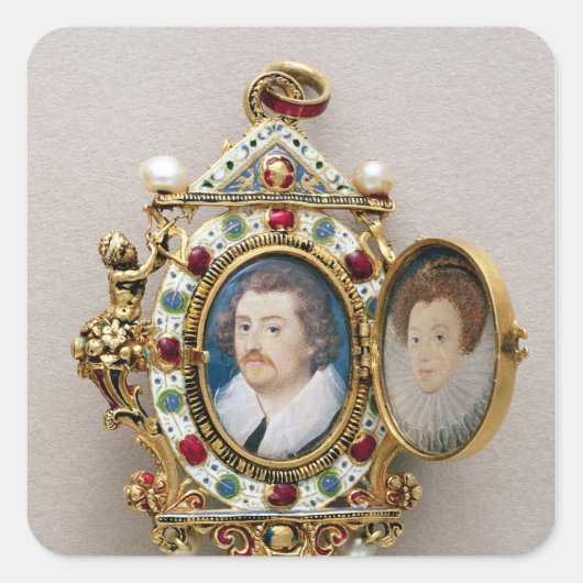 未知の男女のポートレート, c.1590 スクエアシール (正面)