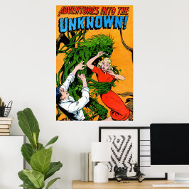 未知の緑の沼のモンスター ビンテージコミック ポスター