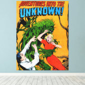 未知の緑の沼モンスターヴィンテージ漫画 キャンバスプリント (インサイチュ (ウッドフロア))