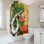 未知の緑の沼モンスターヴィンテージ漫画 シャワーカーテン (インサイチュ)