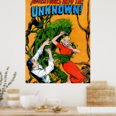 未知の緑の沼モンスターヴィンテージ漫画 ポスター (キッチン)