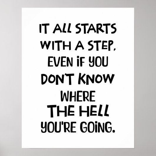 未知の領域へのステップイン – はっきりしたやる気を起こさせる引用文 ポスター (正面)