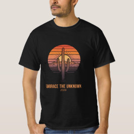 未知を抱擁せよ 2026年リトロデザートサンセットサボテン Tシャツ