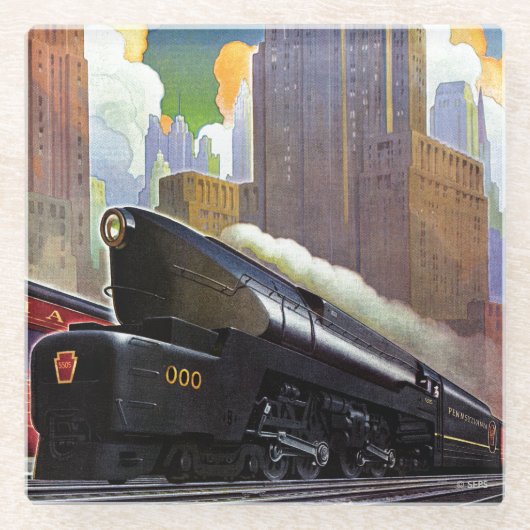 未知数によるペンシルバニアの列車 ガラスコースター (正面)