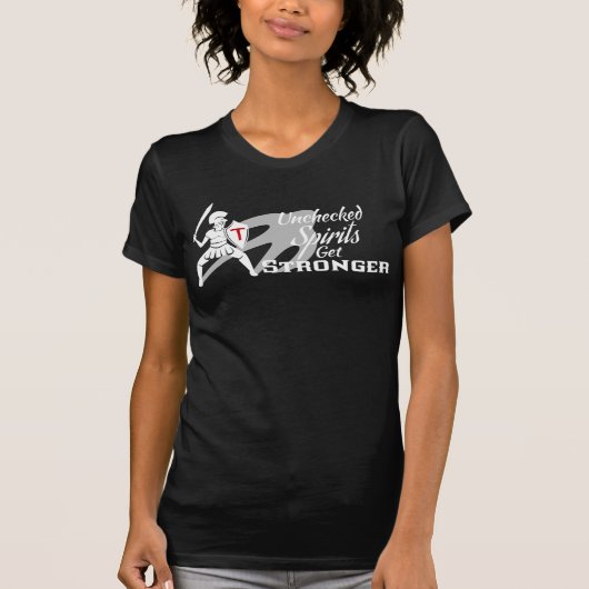 未確認の霊はより強くなる レディースTシャツ ブラック Tシャツ (正面)