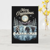 未確認生物クリスマス ビッグフット エイリアン モスマン カード (黄色い花)
