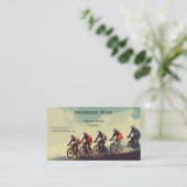 未舗装の道路でバイクリスト 名刺 (スタンド正面)