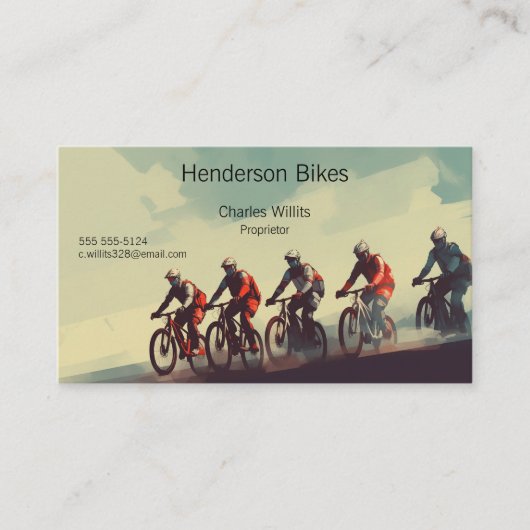 未舗装の道路でバイクリスト 名刺 (正面)