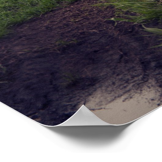 未舗装の道路写真に登場する「女性と天気」モデル ポスター (角)