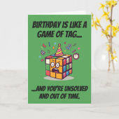 未解決の誕生日スピードキューブ面白いタグジョーク カード (黄色い花)