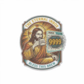 未読メール9999件 受信箱ゼロ オフィスのユーモア イエス様_1 シール (正面)