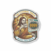 未読メール9999件 受信箱ゼロ オフィスのユーモア イエス様_1 シール (正面)