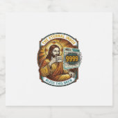 未読メール9999件 受信箱ゼロ オフィスのユーモア イエス様_1 スパークリングワインラベル (シングルラベル)