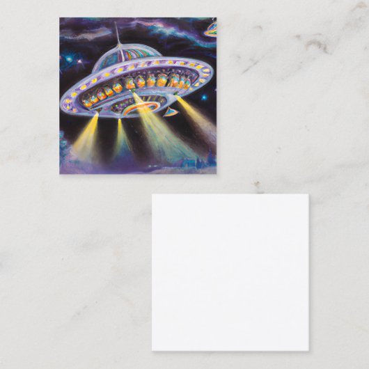 未識別飛んでいるオブジェクト(UFO)が上位に位置している スクエア名刺 (正面/裏面)