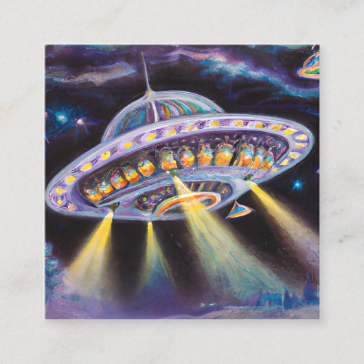 未識別飛んでいるオブジェクト(UFO)が上位に位置している スクエア名刺 (正面)