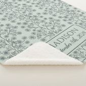 末尾のフローラ名誕生日付緑のベビー シェルパブランケット (3/4)