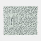 末尾のフローラ名誕生日付緑のベビー フリースブランケット (正面(横))