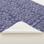 末尾フローラ名誕生日ネイビーブルーベビー シェルパブランケット (3/4)