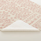 末尾フローラ名誕生日付ピンクベビー シェルパブランケット (3/4)