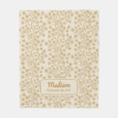 末尾金ゴールドフローラ名誕生日ベビー フリースブランケット (正面)