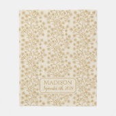 末尾金ゴールドフローラ名誕生日ベビー フリースブランケット (正面)