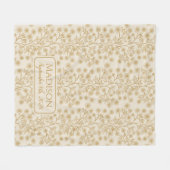 末尾金ゴールドフローラ名誕生日ベビー フリースブランケット (正面(横))