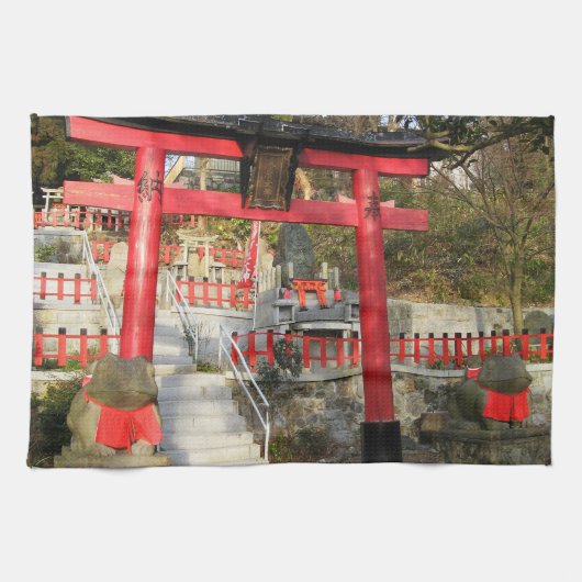 末広大神神社（フォーチュンカエル神社） キッチンタオル (横)