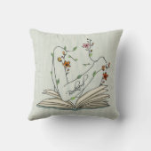 本おたく繊細な野生の花オープンブックリネン クッション (裏面)