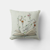 本おたく繊細な野生の花オープンブックリネン クッション (正面)