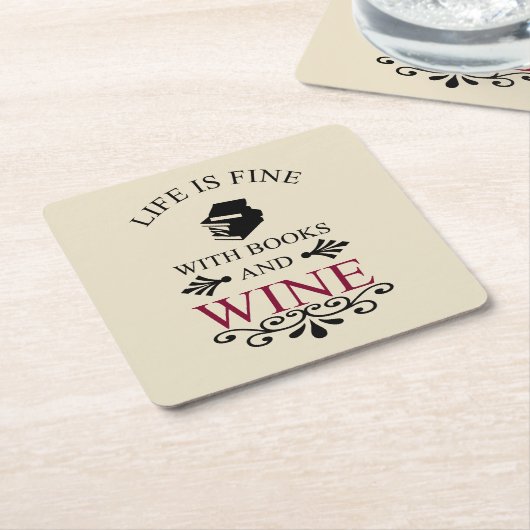 本おもしろいとワイン愛好家のための引用文 スクエアペーパーコースター (アングル)