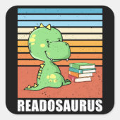 本おもしろいのReadosaurus恐竜読のDinoレトロ スクエアシール (正面)