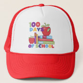 本およびりんご100日の学校のTシャツ キャップ (正面)