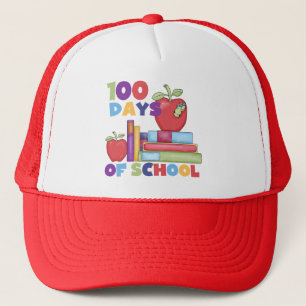 本およびりんご100日の学校のTシャツ キャップ