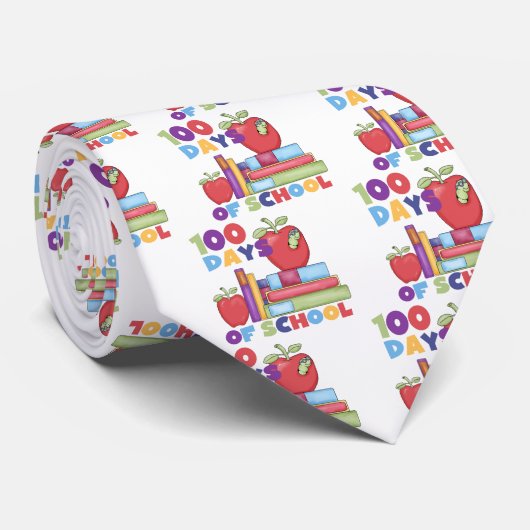 本およびりんご100日の学校のTシャツ ネクタイ (ロール)