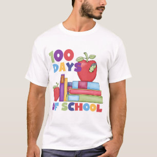本およびりんご100日の学校のTシャツ Tシャツ
